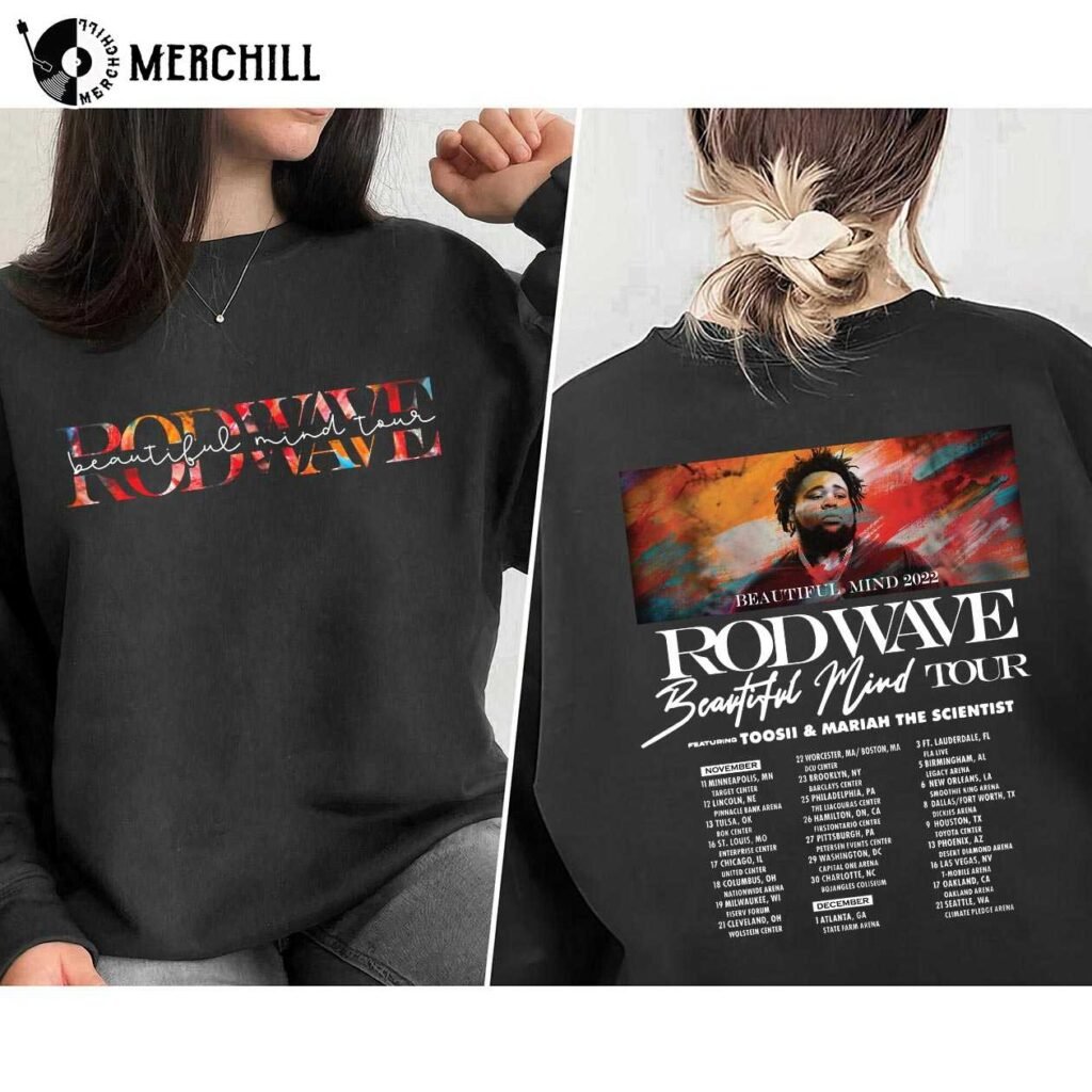 Rod Wave Beautiful Mind 2022 Tour Hoodie Printed 2 Sides Rod Wave Tee Shirt